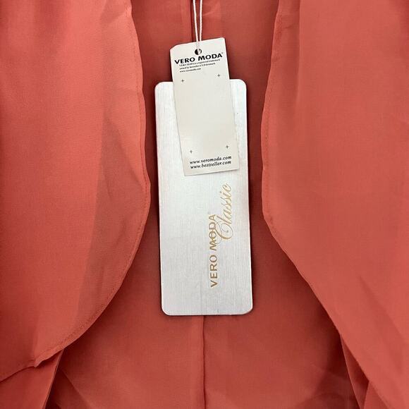 NWT Vero Moda Classic Repeat Mary Drape Open Front Blazer Burnt Orange Womens XS - Picture 10 of 11